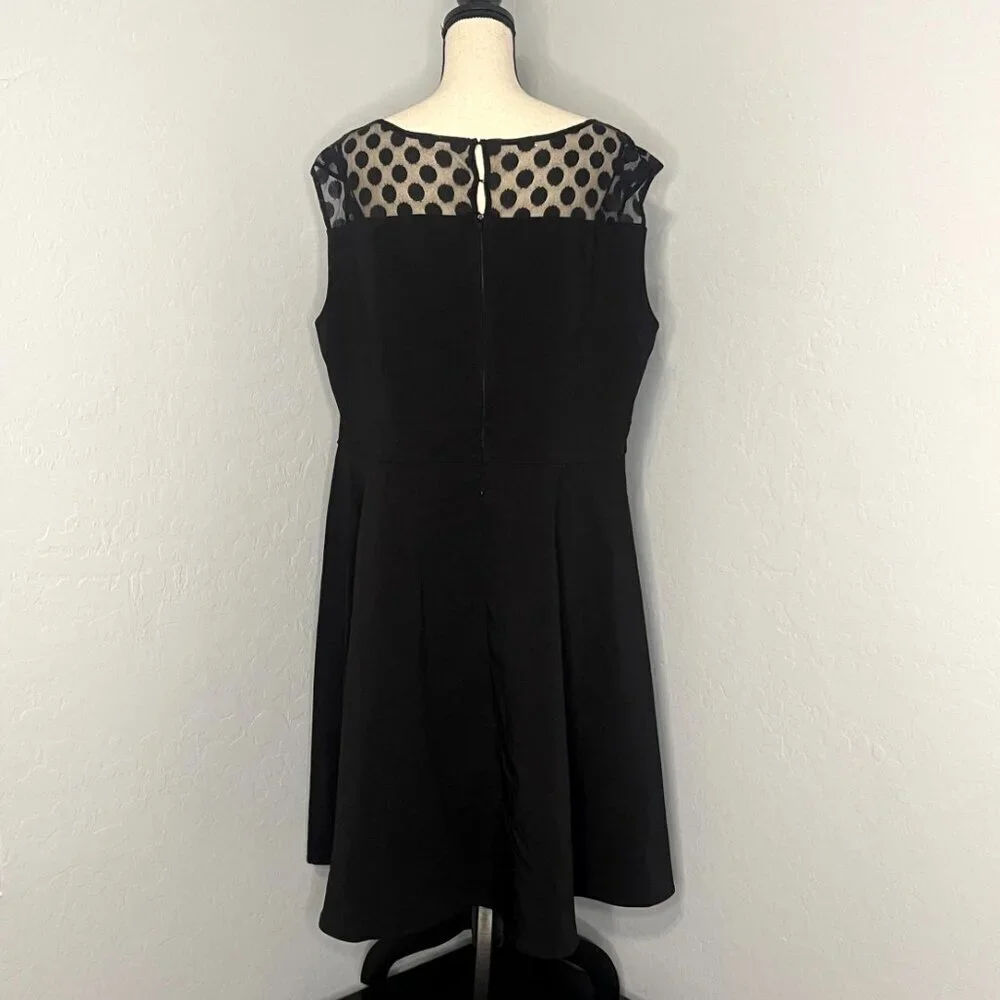 Torrid Retro Chic Black Dot Mesh Top Skater Swing Dress Size 24
